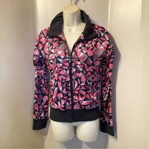Bench Women's Vibrant Pink and Black Patterned Bomber Jacket
